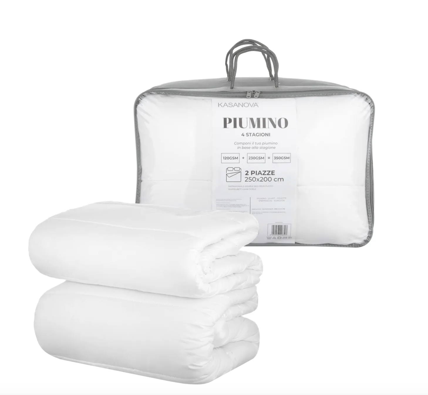 Piumino matrimoniale componibile 350 grammi, 4 stagioni, 250x200cm Kasanova Piumino matrimoniale componibile 350 grammi, 4 stagioni, 250x200cm Kasanova